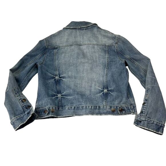 Free People Denim Trucker Jacket Womens Small Blue Double Breasted Blue - Picture 2 of 10